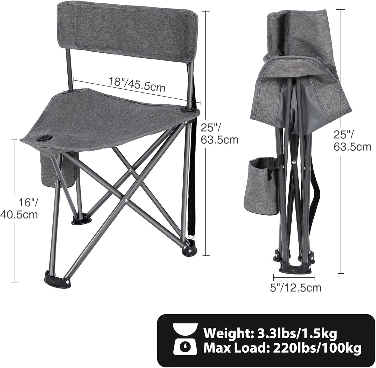 REDCAMP 2 Pack Tripod Hunting Chairs for Blinds, Folding Lightweight Portable Fishing Chair for Adults Hunting Stools with Backrest, Golf Chairs for Spectators, Camo