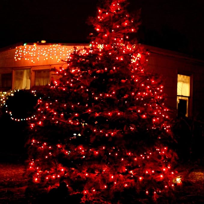 TW SHINE Red Christmas Lights, 20FT 100 Count Incandescent Christmas Mini Tree String Lights, Waterproof Christmas Decorations for Outdoor Indoor Xmas Patio Home Party Garden Yard Decor