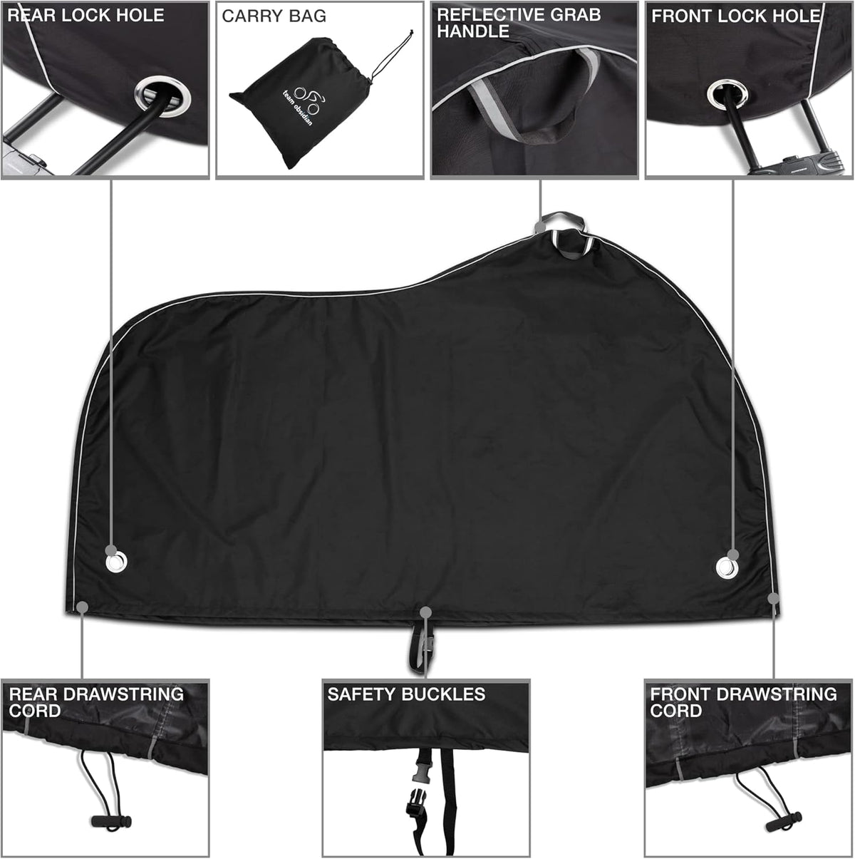 TeamObsidian Bike Cover - Waterproof Outdoor & Indoor Bicycle Storage For 1 to 3 Bikes - Heavy Duty Ripstop 210D Tent Material - Stationary Electric Bike Protection for All Seasons