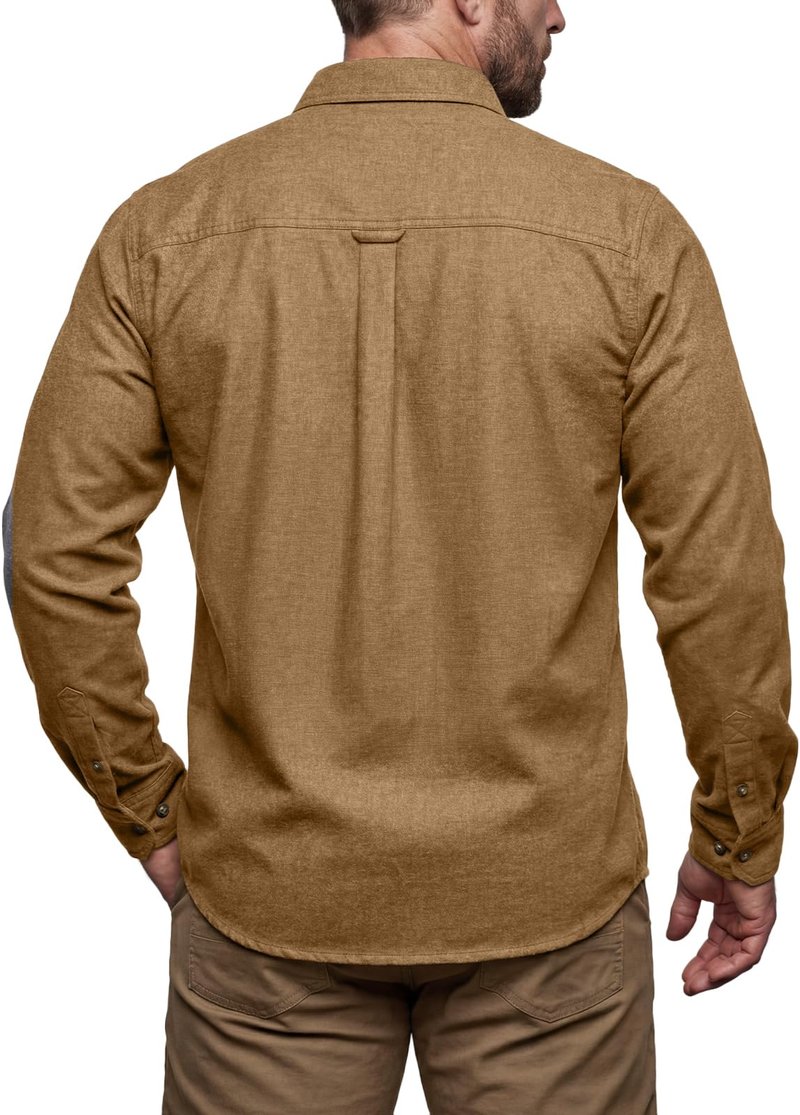 CQR Men's 100% All Cotton Button Down Flannel Shirts, Long Sleeve Brushed Warm Soft Casual Outdoor Plaid Shirt, Corduroy Wheat Brown, X-Small