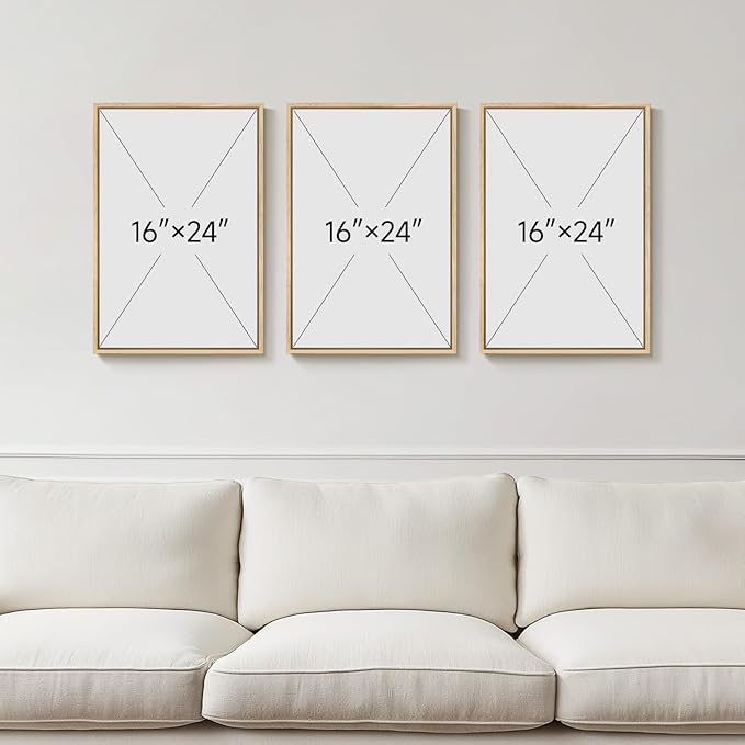 Framed Boho Abstract Mountain Wall Art Bedroom, 3 Piece Modern Nature Landscape Canvas Artwork for Walls, Sunset Minimalist Scenic Prints Wall Decor for Living Room Dining Room Hallway, 16x24 Inch