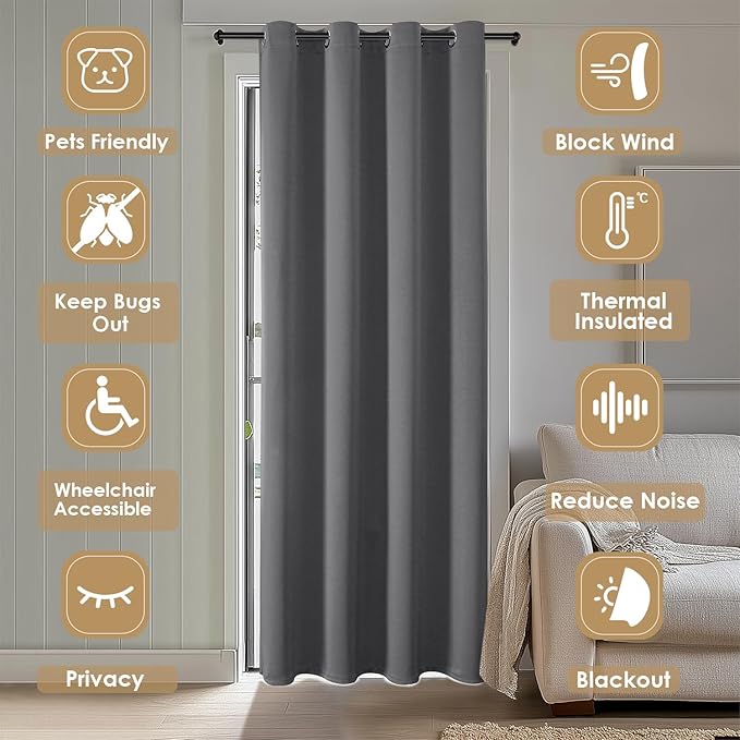 ChrisDowa Blackout Curtains 80 Inches Long