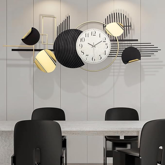 ERMOFAV Metal Wall Art, Abstract Modern Creative Geometric Round Art Decor 56"