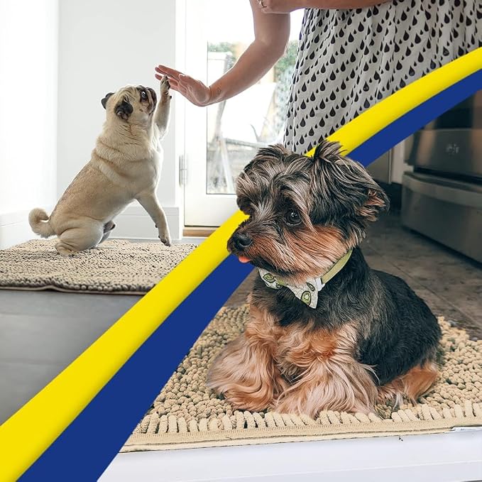 Muddy Mat® | Super Water Absorbent Door Mat Indoor, Microfiber Quick Dry Chenille Entryway Rug, Slip Resistant Front Door Mat, Indoor Mats for Entryway, Machine Washable Pet Rug, Sand 20" x 30"