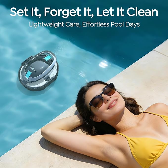 [2026 New] TALOSBO S2 Robotic Pool Cleaner – Dual-Layer Filtration, 90-Min Runtime, Powerful Cordless Pool Vacuum for Above-Ground & Flat Pools, Efficient Debris Removal & Auto-Parking Design