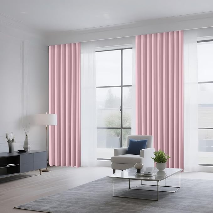 CUCRAF Light Pink Blackout Curtains 96 inch Length 2 Panels Set, Rod Pocket