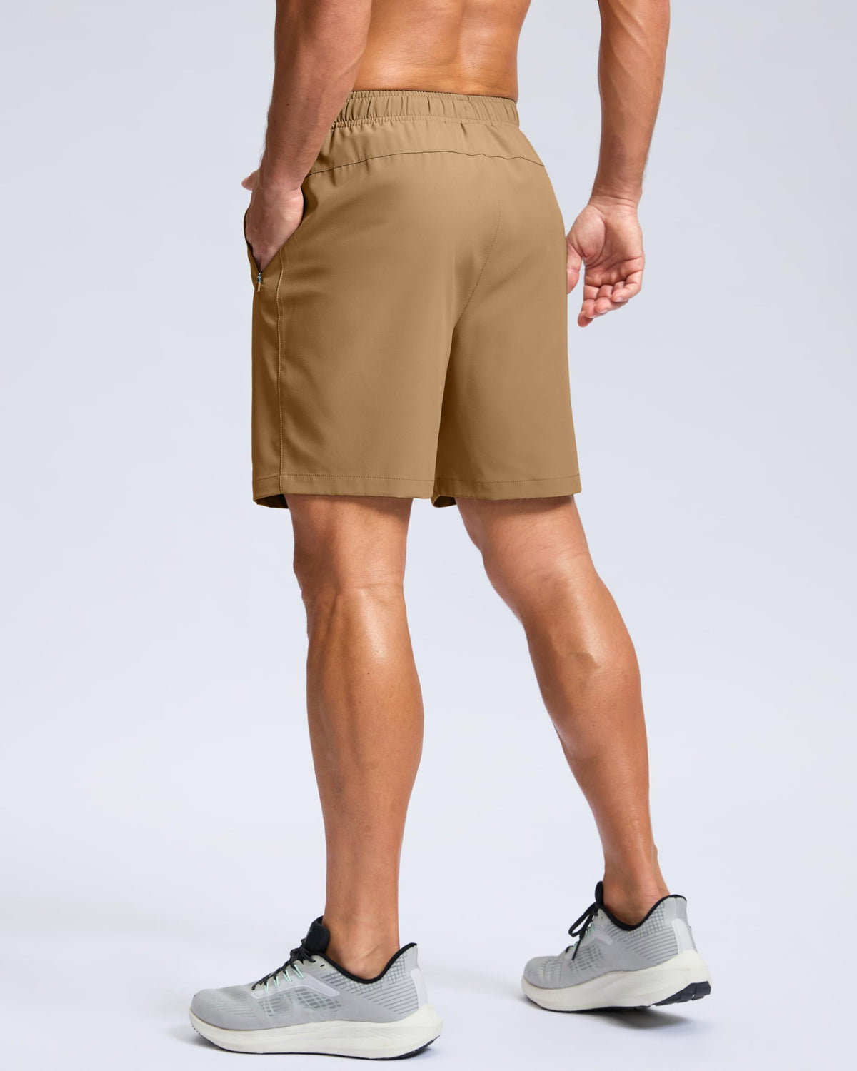 Men's Athletic Running Shorts with Zipper Pockets Quick Dry 7"/ 5"/ 9" Workout Gym Shorts for Basketball Hiking(Dark Khaki,7XS)
