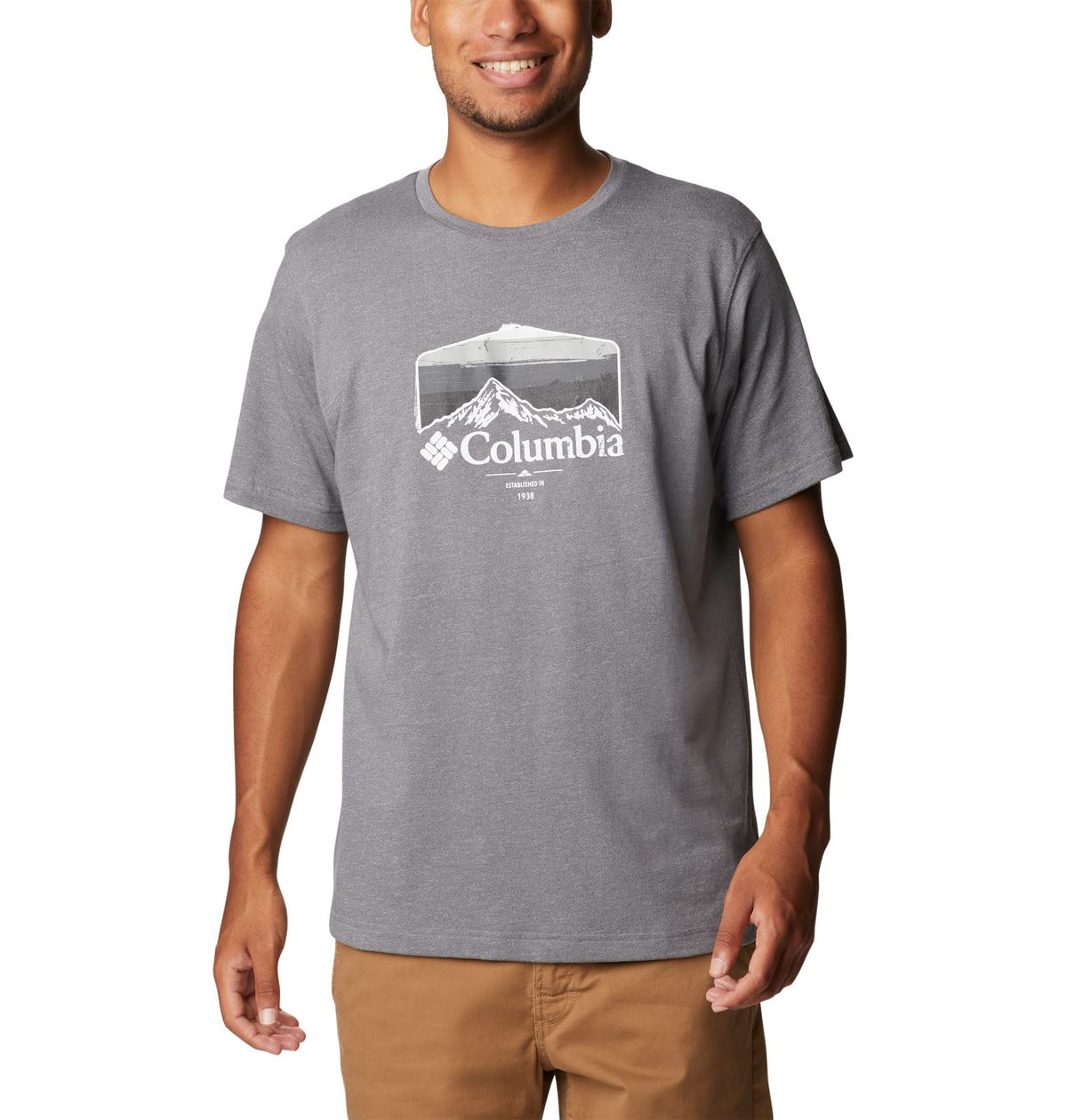 Columbia Men's Thistletown Hills Graphic Short Sleeve, City Grey Heather/Hikers Graphic, 2X Big