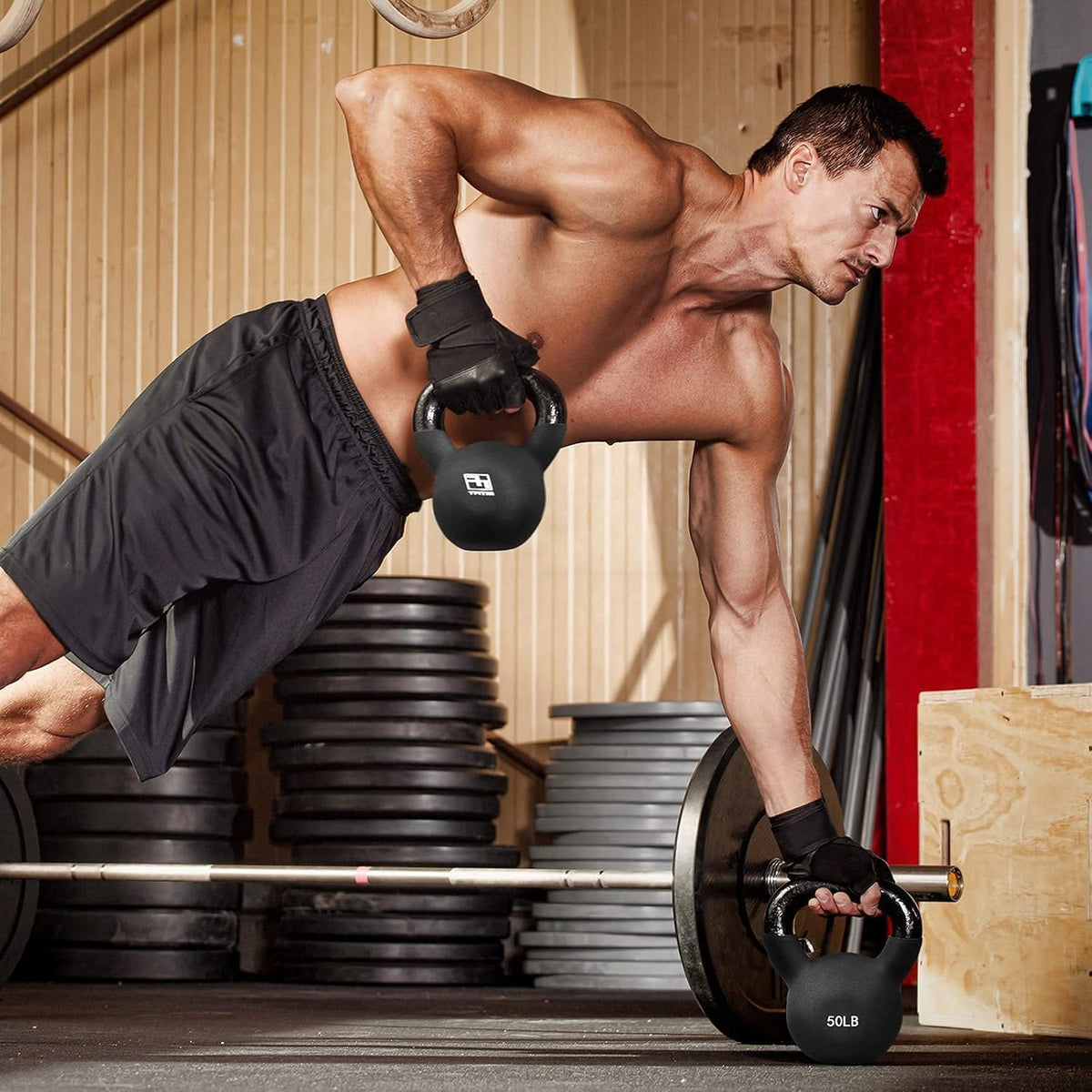 RitFit Kettlebell Weight Set - Neoprene Coated Solid Cast Iron for Enhanced Grip and Durability