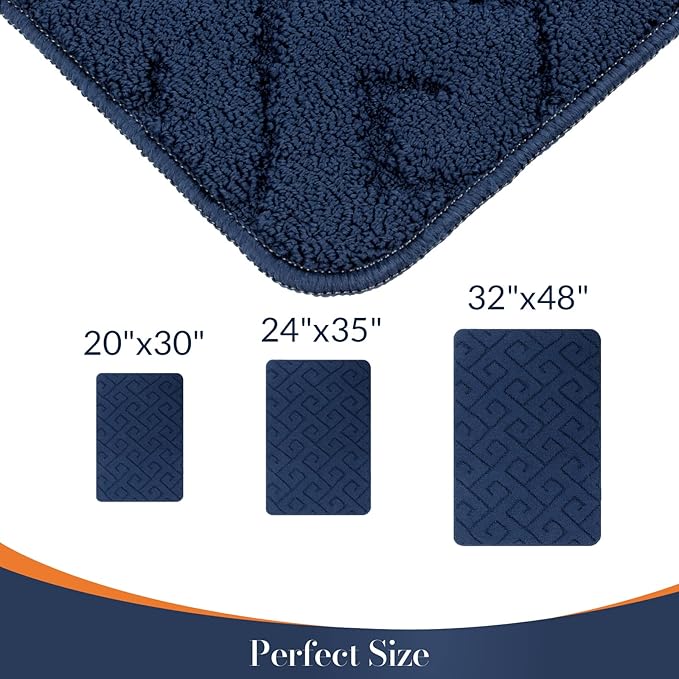 Walensee Indoor Doormat, Front Door Mat for Entrance (24"x35"Navy Blue) Machine Washable Entryway Rug, Non Slip Trapper Door Rugs Absorbent Dirt Low Profile Shoes Scraper Inside Floor Mats