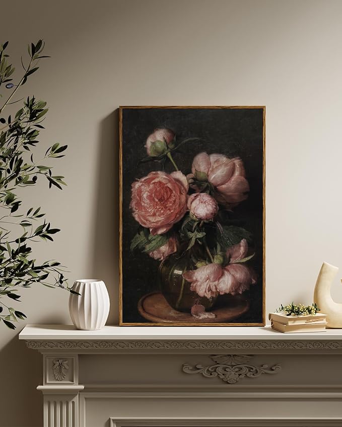 InSimSea Framed Canvas Prints Art Vintage Decor, Room Decor Flower Canvas Prints Framed Large Wall Art Decorations for Bedroom Farmhouse Bathroom, 16"x24"