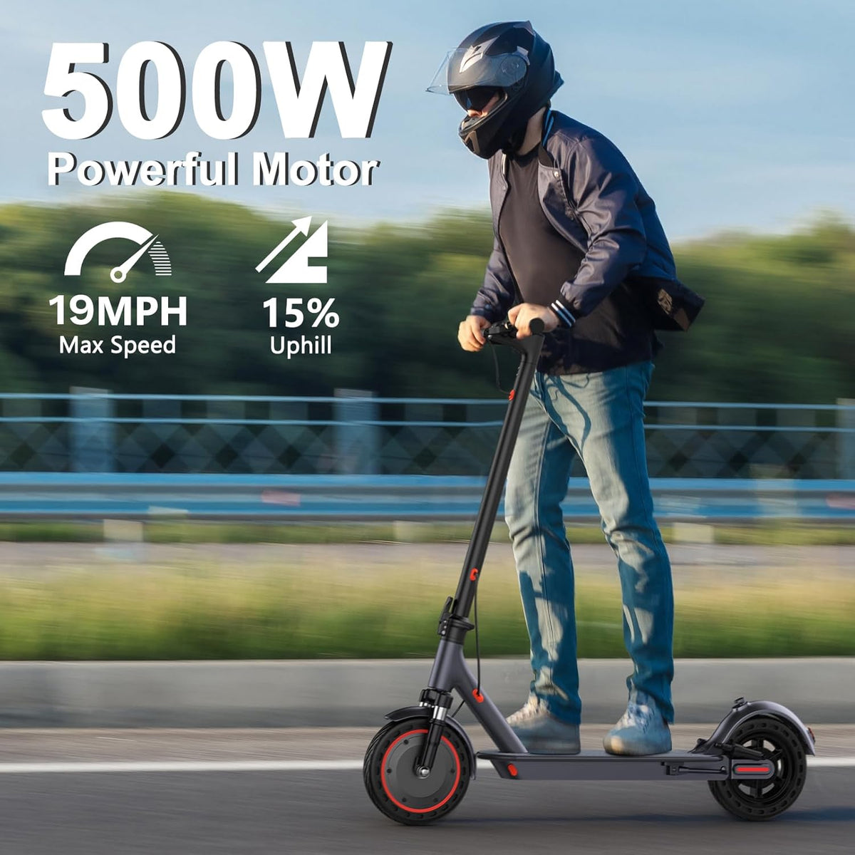 VOLPAM Electric Scooter for Adults - 500W Motor, 23 Miles Range, 19 MPH Speed | 10" Foldable Design
