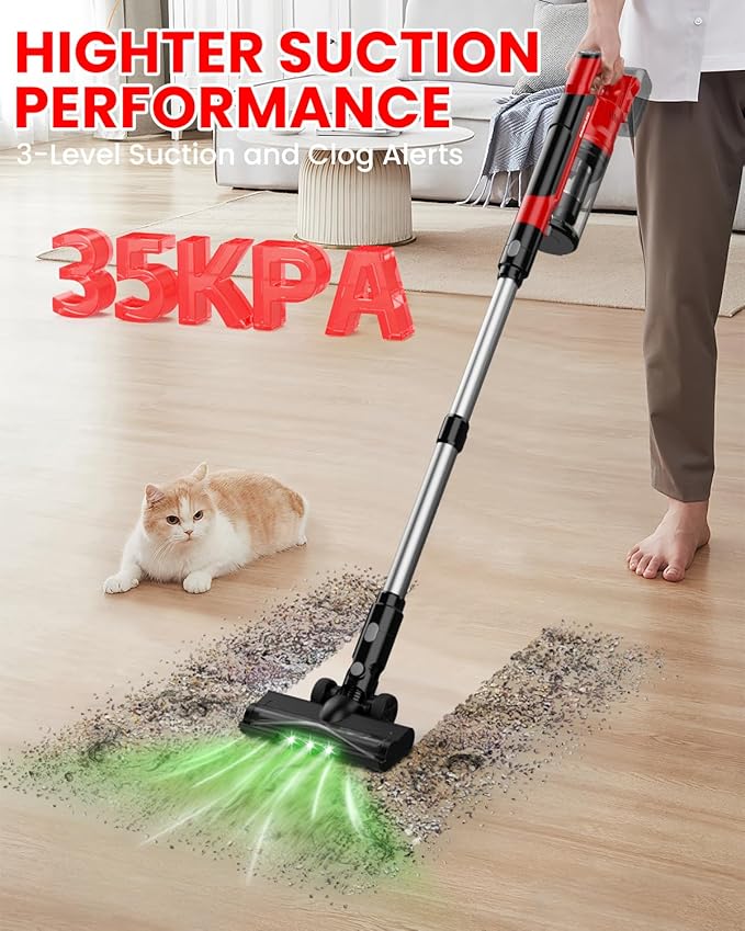 Cordless Vacuum Cleaner for Milwaukee Battery, 7-in-1 Lightweight Stick Vacuum with HEPA Filter, 35KPA Suction, 350W Brushless Motor, 3 Modes for Carpet, Floor, Car (Battery Not Included)