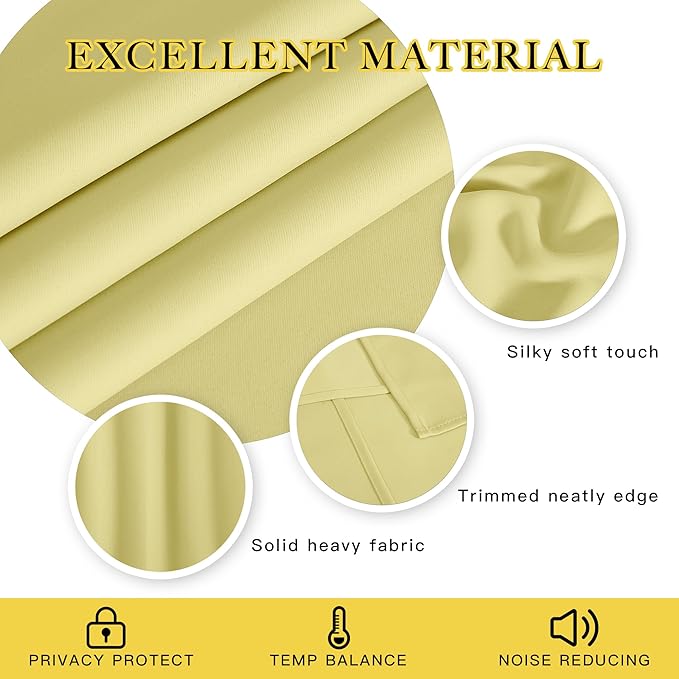 NICETOWN Paler Yellow Blackout Curtains