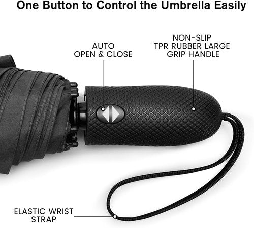 G4Free Windproof Travel Umbrella - 46-Inch Double Canopy, Automatic & Compact Design
