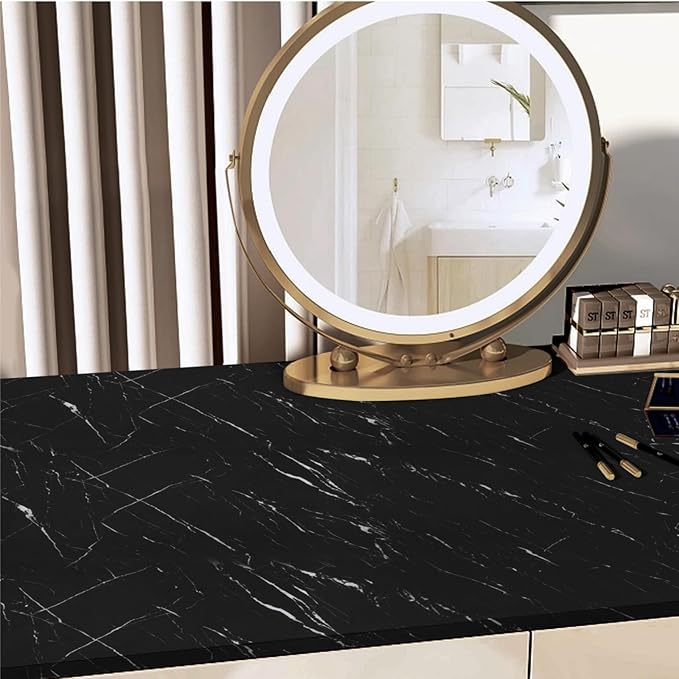 Abyssaly Black Marble Contact Paper Peel and Stick Countertops Waterproof Matte