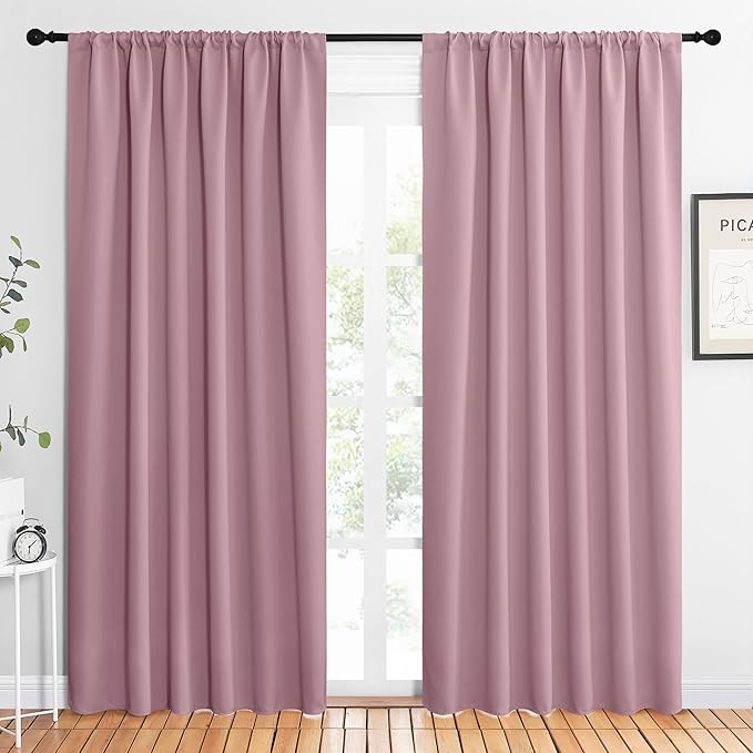 NICETOWN 2 Panels Blackout Curtains, Rod Pocket Thermal Insulated Drapes 84