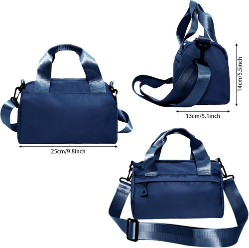 Mini Gym Bag Sport Bag Adjustable Small Duffle Bag Detachable Strap Gym Tote for Women Men Portable Fitness Shoulder Bag for Sports Travel (Dark Blue)