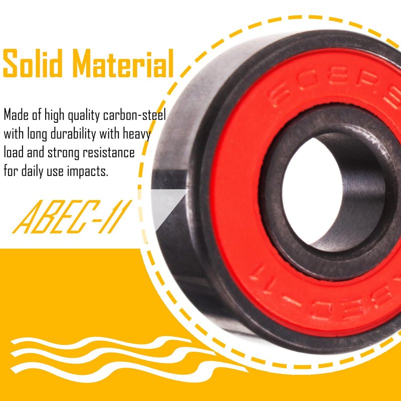 Senston Ceramic Skateboard Bearings High Speed Double Shielded 608 RS ABEC-11 8 Pack Set for Skateboard Trucks Scooters Wheel Roller Skate