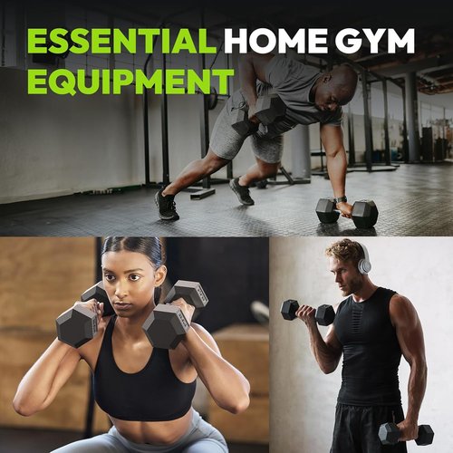HANDBODE Hex Dumbbell Set - Rubber Encased 45-400 lb Weights | Non-Slip Handle for Secure Grip