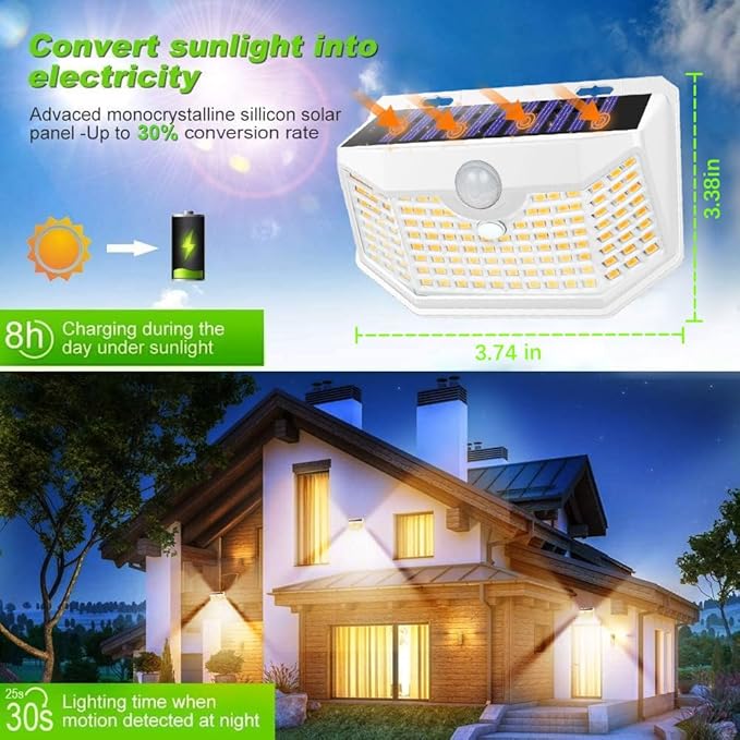 HMCITY 120 LED Solar Lights Outdoor
