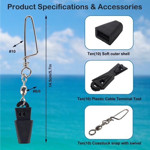 EUPHENG 10PCS Downrigger Cable Terminator Kit, Fast & Reliable, No Special Tools Required, Ideal for Both Salt and Freshwater