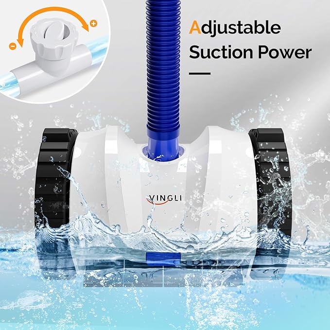 VINGLI Automatic Pool Cleaner for Inground Pools – Suction-Side Pool Vacuum with Powerful Wall-Climbing, 40FT Tangle-Free Hose, Ultra-Quiet Operation – Navy Blue & White
