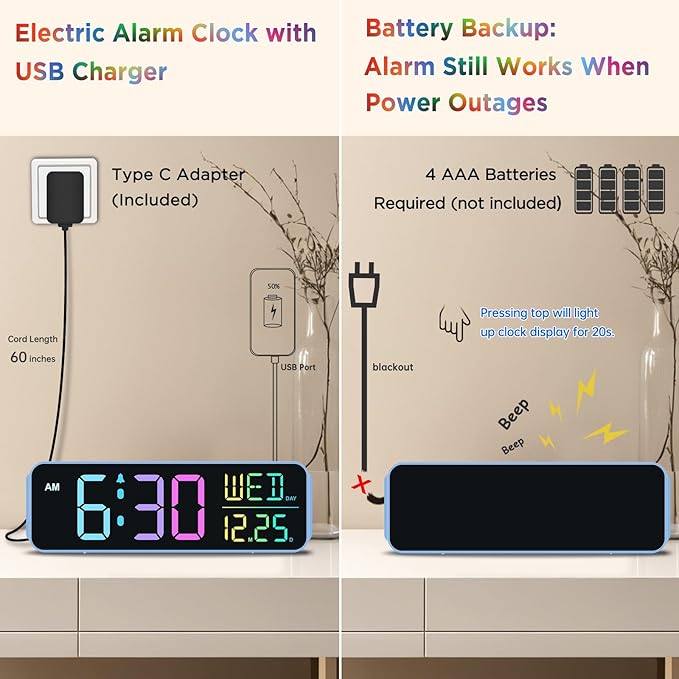 Peakeep Loud Digital Alarm Clock Large Display