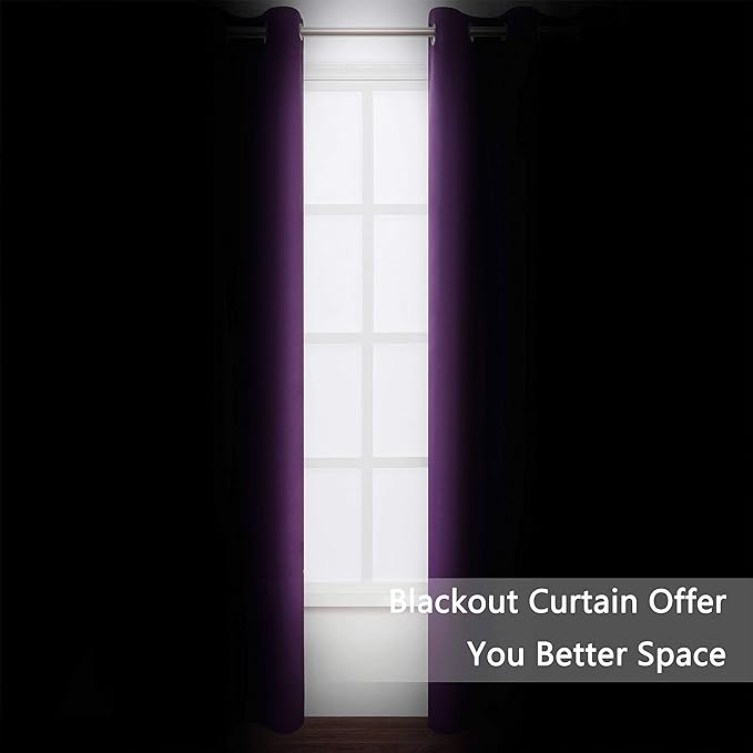LEMOMO Purple Blackout Curtains 34 x 84 Inch Length/Set of 2 Curtain