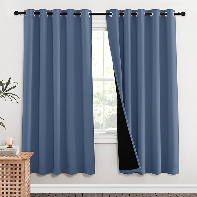 NICETOWN Full Shade Curtain Panels 72 inches Long, Pair of Energy Smart & Noise