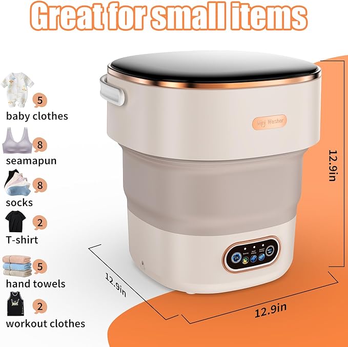 Portable Washing Machine Mini Foldable 16L Washer Laundry with Spin Basket Portable Washer Machine for Apartment RV Travel Camping 3 Cleaning Modes Suitable for Small Clothes and Underwear (Gray)