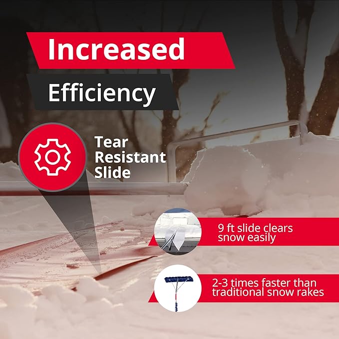 SNOWPEELER Premium Roof Rake for Snow Removal - 30 ft. Snow Removal Tool - Snow Rake for House Roof - Snow Roof Rake - Telescopic Heavy Duty Snow Shovel for Rooftop