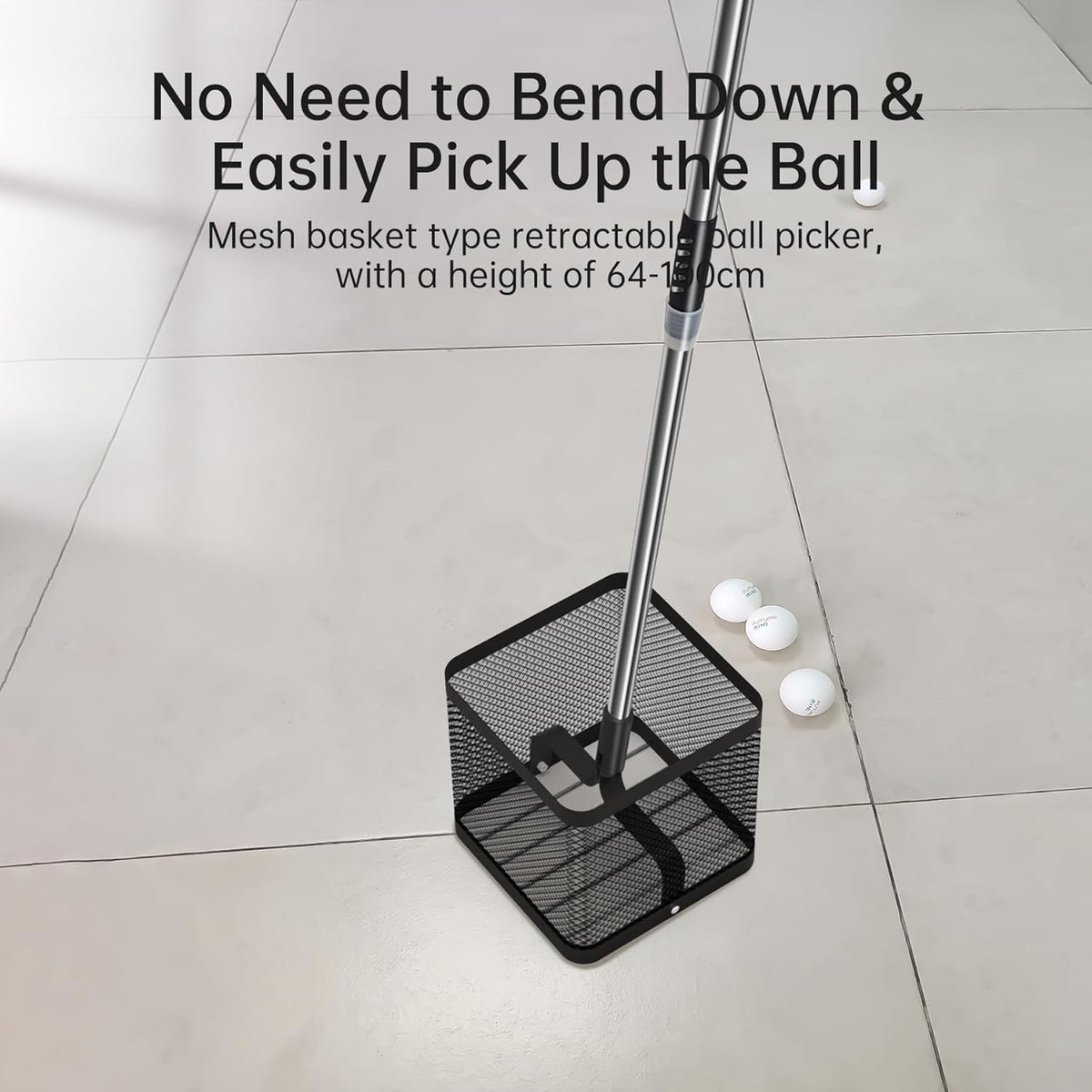 PONGBOT Ping Pong Ball Collector - Retractable Design Holds Over 150 Balls | Ideal for Easy Storage