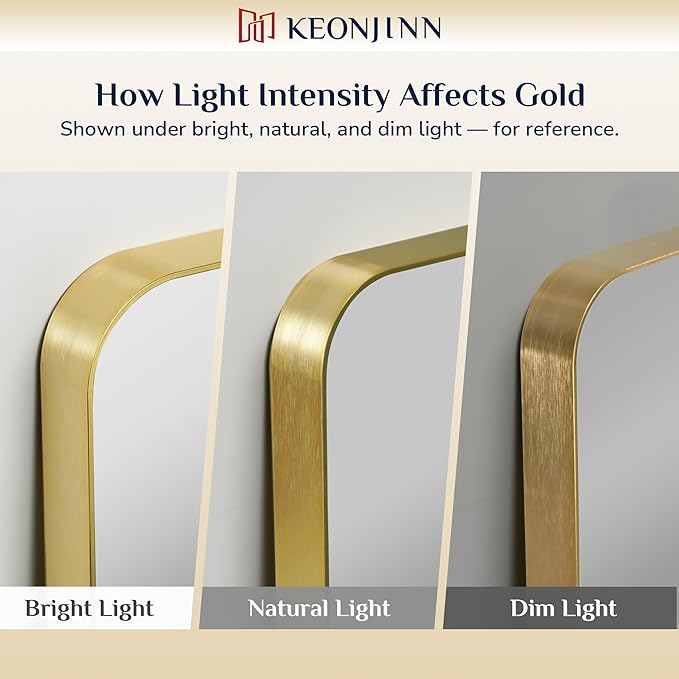 Keonjinn Gold Bathroom Mirrors for Over Sink, 22” x 30” Rounded Rectangle