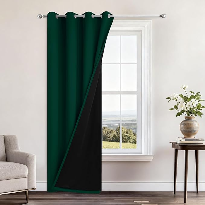 Yakamok 100% Blackout Curtains 96 Inches Long, 2 Thick Layers Heat and Full