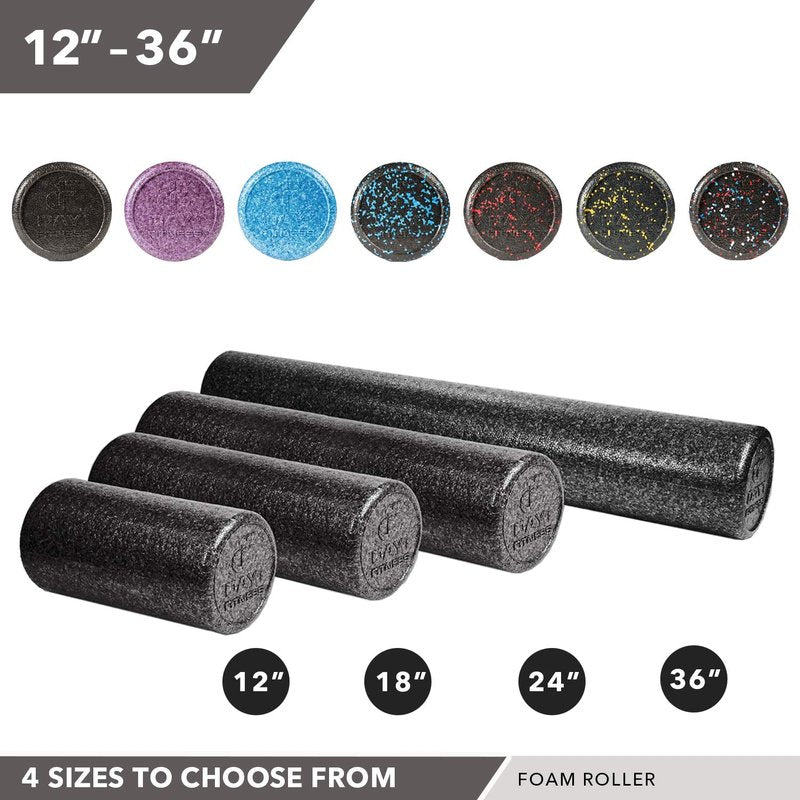 Day 1 Fitness High Density Muscle Foam Rollers - Sports Massage Rollers for Stretching, Physical Therapy, Deep Tissue, Myofascial Release - Ideal for Exercise and Pain Relief - Speckled Yellow, 36”