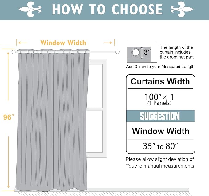 ChrisDowa Room Divider Curtain 96 Inches Long, Wide Blackout Sliding Door