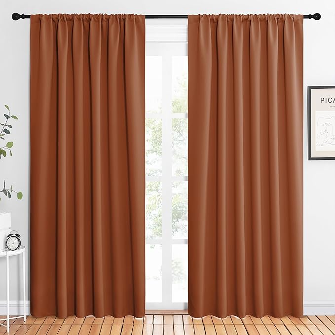 NICETOWN 2 Panels Blackout Curtains, Rod Pocket Thermal Insulated Drapes 84