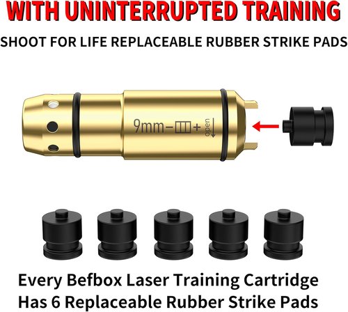 9MM Laser Training Cartridge - Chamber Extractor Tool for Dry Fire Practice & Shooting Training