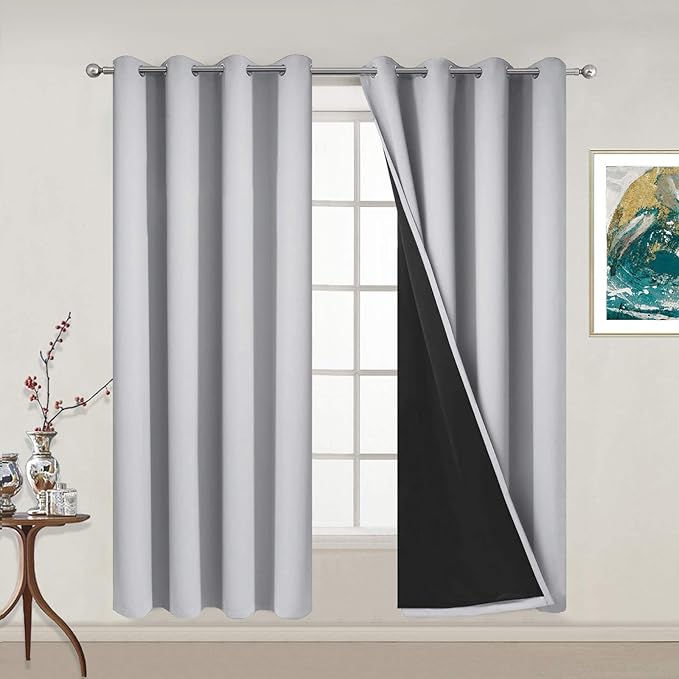 Yakamok 100% Blackout Lined Panels, Thermal Insulated Blackout Curtains