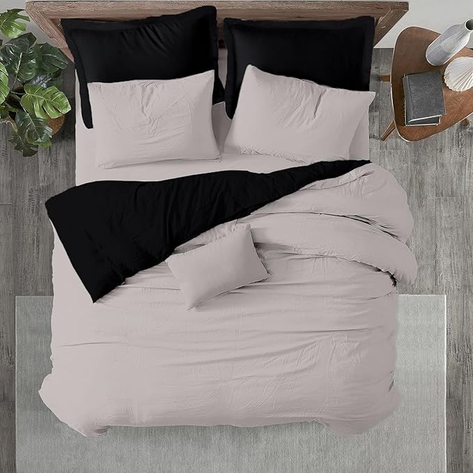Kotton Culture 3 Pc Twin Size Duvet Cover Set- 100% Egyptian Cotton Sateen 600 TC Ultra Soft Premium Durable Comforter Cover Zipper Closure & Corner Ties (Night's Shadow, Twin/Twin XL 68" X 90")