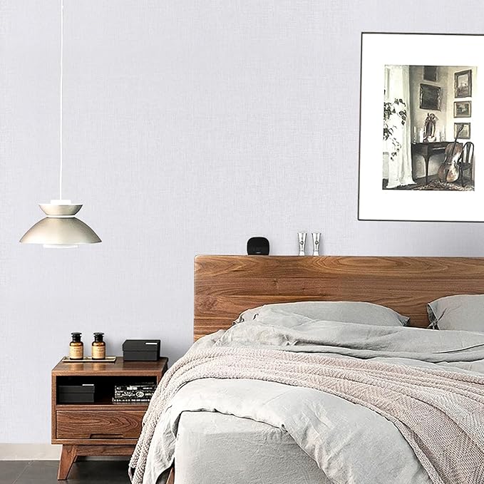 White Wallpaper Grasscloth Peel and Stick Wallpaper 15.7"x 1181" Fabric Contact