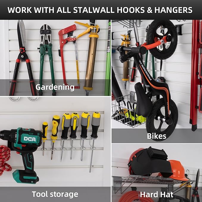 Slatwall Panel Garage Organizer, Heavy Duty Wall Mounted PVC Slat Wall Panels