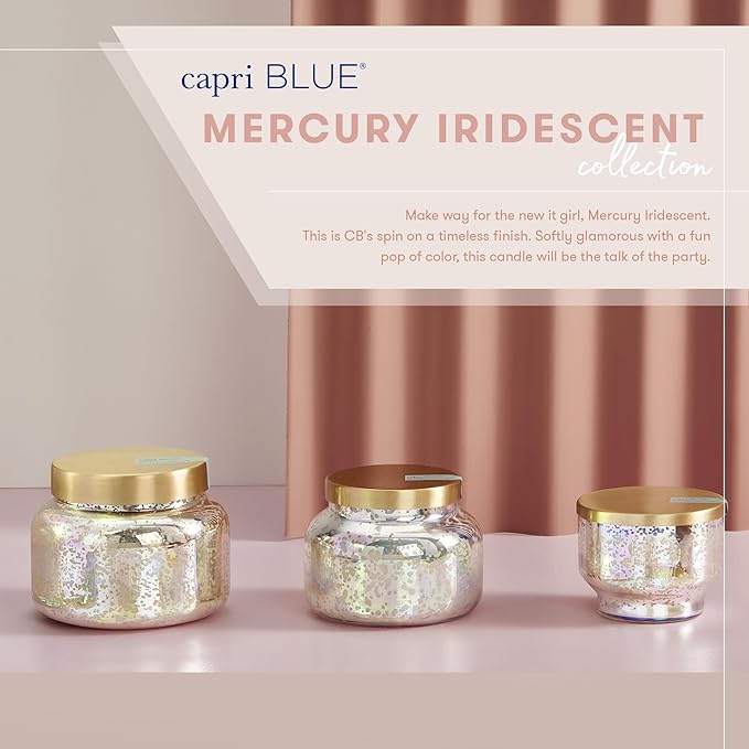 Capri Blue Havana Vanilla Scented Candles for Home - Mercury Iridescent Inverted Jar Candles - Housewarming Gifts for Women & Men - Long Burning Soy Wax Blend - Capri Blue Havana Vanilla (10 oz)