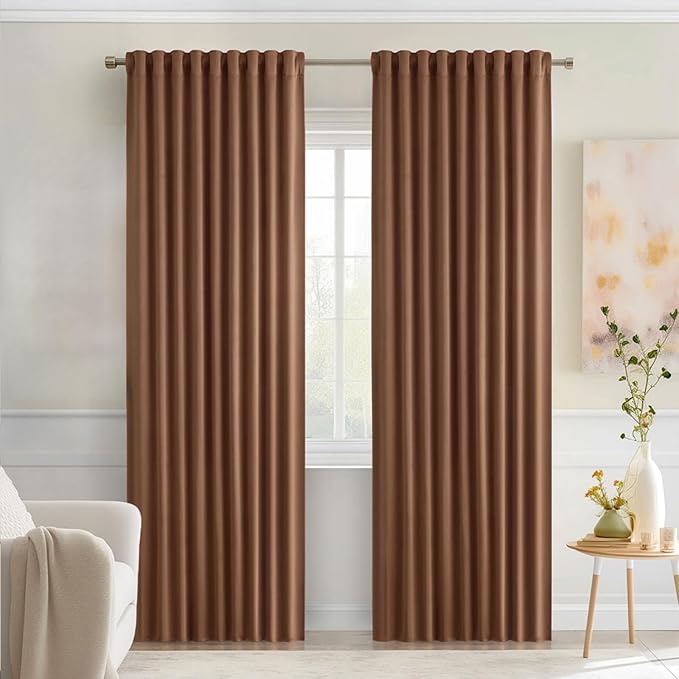 MIULEE Back Tab Blackout Curtains 90 Inch Long 2 Panels Set