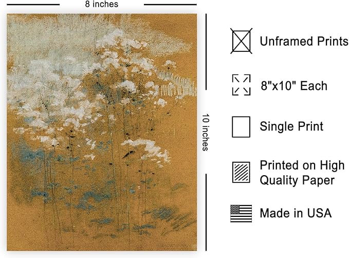 Poster Master Vintage Wild Flowers Poster - Retro Tonal Botanical Painting Print - Abstract Art - Floral Art - Farmhouse Art - Aesthetic Flower Shop or Living Room Wall Decor - 8x10 UNFRAMED Wall Art