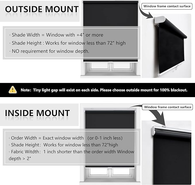 AOSKY Cordless Roller Shades Blackout Blinds