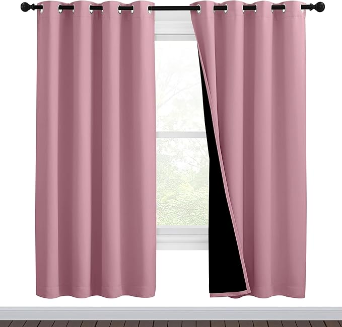 NICETOWN Crystal Pink Full Shade Curtain Panels, Pair of Thermal Insulated &