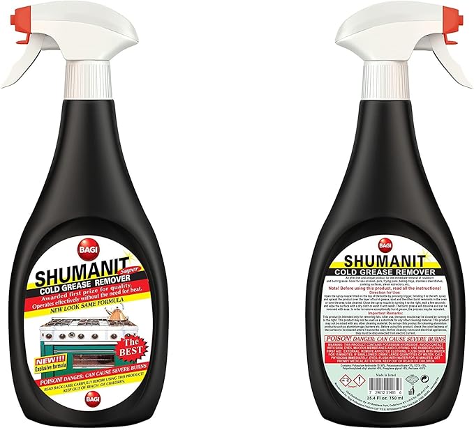 Bagi SHUMANIT - 25.4 Oz Cold Grease Remover. Spray for The immediate Removal of Stubborn and Burnt fats/Grease: 12Pk