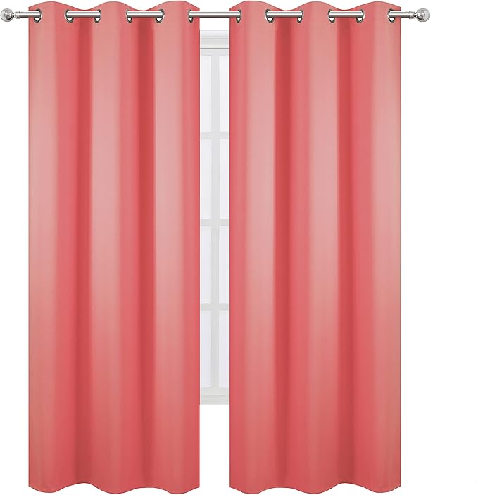 LEMOMO Blackout Curtains 42 x 84 inch/Coral Curtains Set of 2 Panels/Thermal